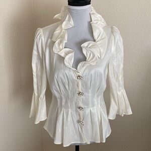 Dressy Evening Blouse with Ruffled Top